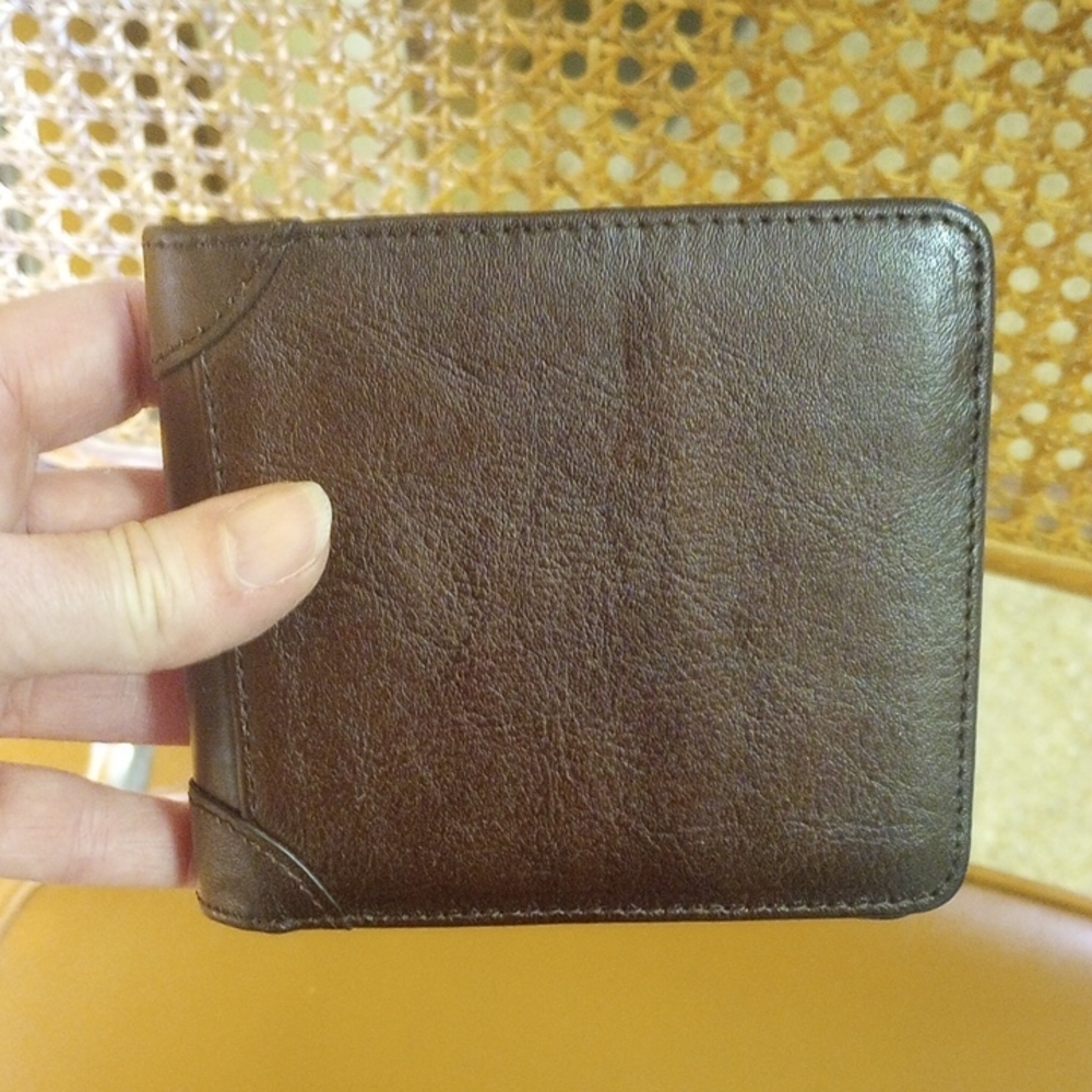 NEW Brown Leather Billfold Wallet w/ Credit Card Slots & SD Memory Card Slot